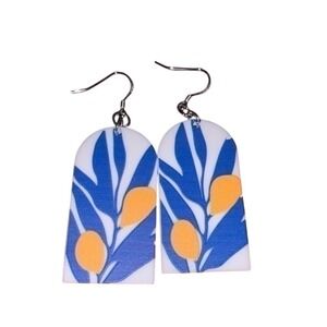 Statement Earrings Floral‎ Print Dangle Drop Earrings Funky Jewelry Gift